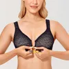 Bras Women's Front Closure Lace Bra Plus Size Underwire Unlined Full Coverage