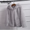 Mulheres Outono Inverno Faux Pele Casaco com Capuz Feminino Moda Casual Loose Peles Artificial Jaqueta Falso Rabbit Fur Outwear 211018