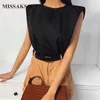 Missakso Summer Women Blouses Basic Sleeveless Female Loose O Neck Black White Tops Casual Solid Shirt 210625