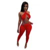 Femmes Survêtements Designer Vêtements Mince Sexy Solide Couleur Hauts Sans Manches Pantalon Halter Casual Deux Pièces Pantalon Costume Tenues