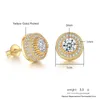 Stud Luxury Punk 2021 joyería de tendencia para mujeres Iced Out Zircon Hip Hop hombres Piercings pendientes redondos Color dorado al por mayor OHE003