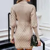 Casual Dresses Customization Turtle Neck Gigot Sleeve Bodycon Sweater Dress Womens