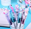 Cartoon Unicorn Light Pen LED -lampor Kiseldioxidhuvud Gel Glowing Ballpoint Student Stationery School Writing Gift Supplies Blue Ink