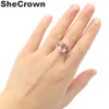 Clusterringen 12x10mm 2022 Aankomst van ovale vorm gecreëerd bloed Ruby Kunzite cadeau voor de sieraden van vrouwen die zilver EDWI22 maken