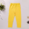 Chegada outono e primavera meninas macias sólidas leggings elasticized redondo-colarinho design colorido crianças calças 210528