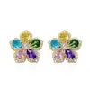 Boucles d'oreilles fleur camélia de haute qualité, tendance pour femmes, breloques de luxe exquises, Zircon cubique, bijoux Pop coréens, 2021