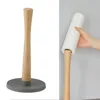 Hooks & Rails Modern Beech Paper Towel Holder Standing Kitchen Rack Handmade Wrapping Organizer With Base For Roll