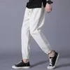 Plus Size Summer Harem Pants Men Streetwear Loose Jogger Solid Cotton Ankle Length Casual Trousers 210715