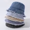 Korea hajuku stil fiskare hatt vintage tvättad denim bucket hatt kvinnlig vår sommar ny casual tidvatten vild sol hatt