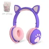 Cute Cat Ear Paw Headset Glowing Kids Wireless Bluetooth 5.0 Headphones Daughters Girls Gift Earphones with Mic Children Gifts