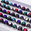 Wholesale Bulk Lot 20pcs Glass Gem Metal Black Not Fade Jewelry Band Rings For Men Women Mix Style