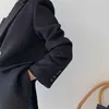 Kvinnor Woolen Blazer Jacket Vinter Koreansk Fashion Minimalistisk Svart Varm Cashmere Coat Stylish Kvinna Outwear 210608