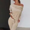 Sonbahar Kadife Lounge Set Kadınlar Iki Parçalı Setleri Kadife Eşofman Bayanlar Sweatsuit 2 Kıyafetler 210930