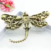 Pins, Brooches Big Green Crystal Dragonfly Women Men Insects Brooch Pins Gifts