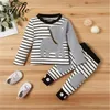 ZAFILLE Cartoon Set Cute Elephant Outfits Striped Newborn Boy Winter Clothes Baby Clothing 210309