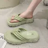 Rimocy Summer Chunky Soft Platform Slippers Woman Comfortable Non-slip Clip Toe Casual Flip Flop Women Thick Bottom Slides Shoes 210528