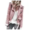 Women's Jackets Spring Autumn Women Faux Jacket Slim Streetwear Khaki Coat Biker Moto With Belt Female Outerwear