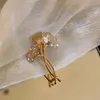 Pins, Brooches Ropuhov 2021 S925 Silvery Needle Woman Korean Zircon Pearl Ginkgo Leaf Brooch Fan-shaped Micro Inlaid Accessories