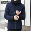 Vinterjacka Män Parka Casual Hooded Fashion Winter Coat Male Parkas Ytterkläder Tjock Varm Slim Fit Coats Plus Storlek 4XL 210528