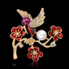 Pins, Brooches Korean Cute Alloy Pearl Drop Bird Flower Brooch Ladies Corsage