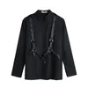 Neploe Vintage à manches longues noir Blouse Harajuku femmes hommes chemise automne coréen pansement Blusas moyen-long hauts manteau 55503 21302