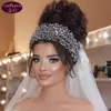 Barockrhinestone Tiara Barockkristall Braut Headwear Crown Strass mit Hochzeit Schmuck Haarschmuck Diamant Brautkronen Kopfbedeckungen