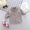 Mode barn pojkar / tjejer skjortor barn toppar pojkar / flickor långärmad baby bröllop kläder plaid baby topp tee shirts 0-4 år 210306