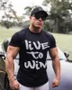 Herenmode t-shirt mannen tops zomer fitness bodybuilding kleding spier mannelijke shirts katoen slim fit Tees 210706