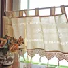 Curtain & Drapes Pastoral Style Cotton Linen Embroidered Coffee Decorative Short Window Kitchen Curtains 150cm Size Home Decor