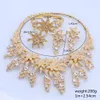 Women African Jewelry Sets Gold Color Crystal Bridal Wedding Elegant Romantic Necklace Earring Bangle Ring Party Jewellry Set