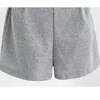 Mulheres verão casual algodão linho v-pescoço de manga curta tops + shorts Dois peça conjunto feminino terno de escritório definir trajes femininos 210607