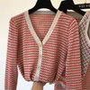 Frühlingsfrauen gestrickter Trainingsanzug 3-teiliges Set Langarm-Cardigan-Pullover + Tank-Top + Hose mit weitem Bein passt 211106