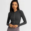 Abbigliamento sportivo Giacca da donna Slim aderente Elastico ad asciugatura rapida Felpe con cappuccio da yoga Top da corsa Cappotto con cerniera fitness a maniche lunghe