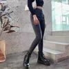Frühlings- und Sommer-Jeans mit schmaler, hoher Taille, enge, elastische Street-Leggings, modische, vielseitige Bleistifthose mit Plüsch 210604