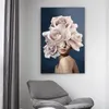 Modern Fashion Art Flower Girl Woman Stampe Canvas Painting Wall Art per soggiorno Decorazione della casa Entrata Immagini Nudo Sexy