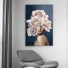 Moderne Mode Kunst Bloem Meisje Vrouw Prints Canvas Schilderij Wall Art voor Woonkamer Woondecoratie Ingangsfoto's Sexy Naakt