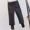 Calças de duas peças femininas 2021 Autumn Knit 2 Set Mulheres Contraste Tweed Com Capuz Moletom + Wide-Leg Outfits Calças Suits Chic