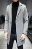 Koreaanse heren wol trenchcoat jas herfst winter lange slim fit casual business windjack hoge kwaliteit overjas mannen kleding 210527