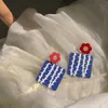 Trendy und niedlich Ölgemälde Ohrstecker Temperament geeignet für Frauen Cartoon bunte Blume Ohrringe Mädchen Spaß Geburtstagsgeschenk