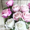 5 pièces fleurs artificielles soie Rose longue branche Bouquet pour mariage décoration de la maison fausses plantes bricolage couronne fournitures accessoires
