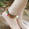 Bohemian estilo mancheng jóias acessórios de cobre meia gota de água mão tecida praia anklet senhora