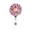 Retractable Flower Badge Reel Lanyard ID Card Badge Holder Skidpass Multipurpose Key Chain Metal Anti-Lost Clip School Office Supplies