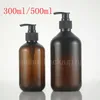 Frascos de armazenamento frascos 12 x 300ml 500ml Vazio Brown lote bomba Amber plástico shampoo recipiente com dispensador, sabão líquido 42 pc /