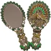 Spiegels make-up spiegel draagbare handvat vouwen handbediende retro pauw imitatie koper schoonheid