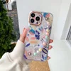 Polsband ultra dunne IMD Soft TPU Clear Floral Phone Cases voor iPhone 13 12 11 Pro Max XR XS X 8 7 Plus Electroplating Case