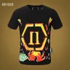 PP Fashion Men's Designer slim fit T-shirt Été strass Manches courtes Col rond T-shirt Skulls Print Tops Col streetwear Polos M-xxxL 2014