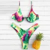 Zaful Plunge Bikini Krawat Dye Underwire Bikini Zestaw Spaghetti Paski Swimsuit Estetyczny Sexy Kostium Kąpielowy Kobiety Swimwear 2021 Y0820