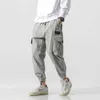 Mäns StreetWear Casual Pants Tactical Male Cargo Ankel Banded Loose Capri-Sport Harlan Joggers Khaki X0615