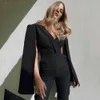 Sexy Black Sleeveless Jumpsuit For Women Working High Waist Solid Color V-Neck Women'S Party Wide Leg Pants 210525