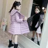 6-15Y Tiener Meisjes Winter Warm Thicken Katoenjas Kinderen Hooded Lange Jassen voor Meisje Jaar Bovenkleding Tiener Parkas Donsjack 211111